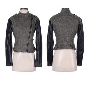 Burberry Brit Leather & Linen Biker Jacket. Size 4.